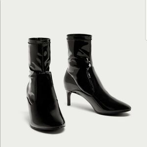 Zara black ankle sock booties Sz 6